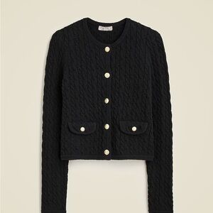 J.Crew Odette cable-knit sweater lady jacket in cotton-blend bouclé